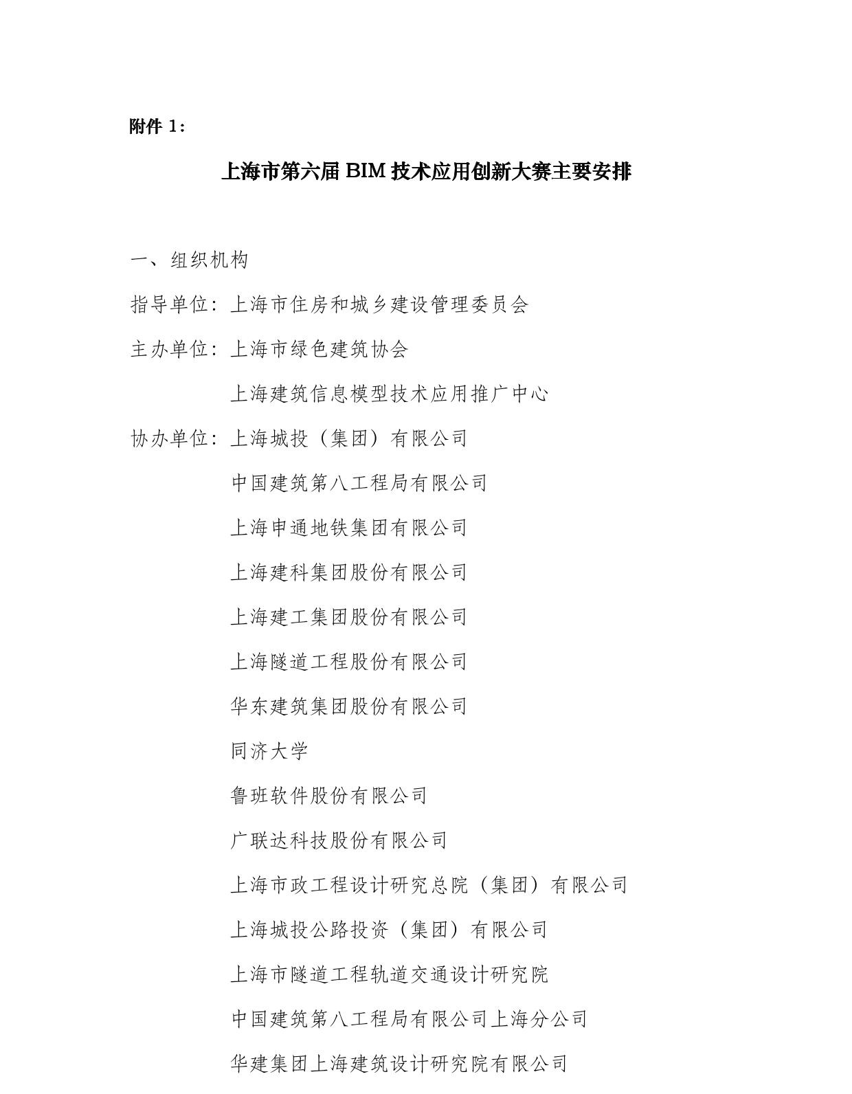 关于开展上海市第六届 BIM 技术应用创新大赛的通知